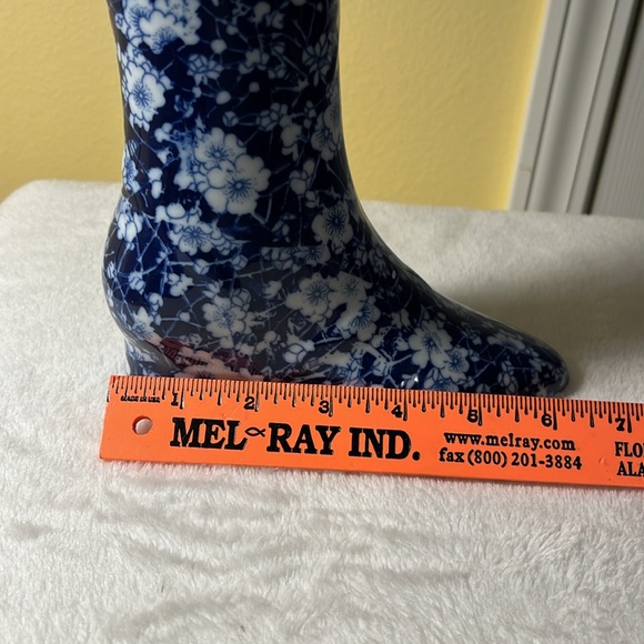 Vase Blue and white shoe boot pointed toe base heel, unmarked calico brand - Picture 10 of 10